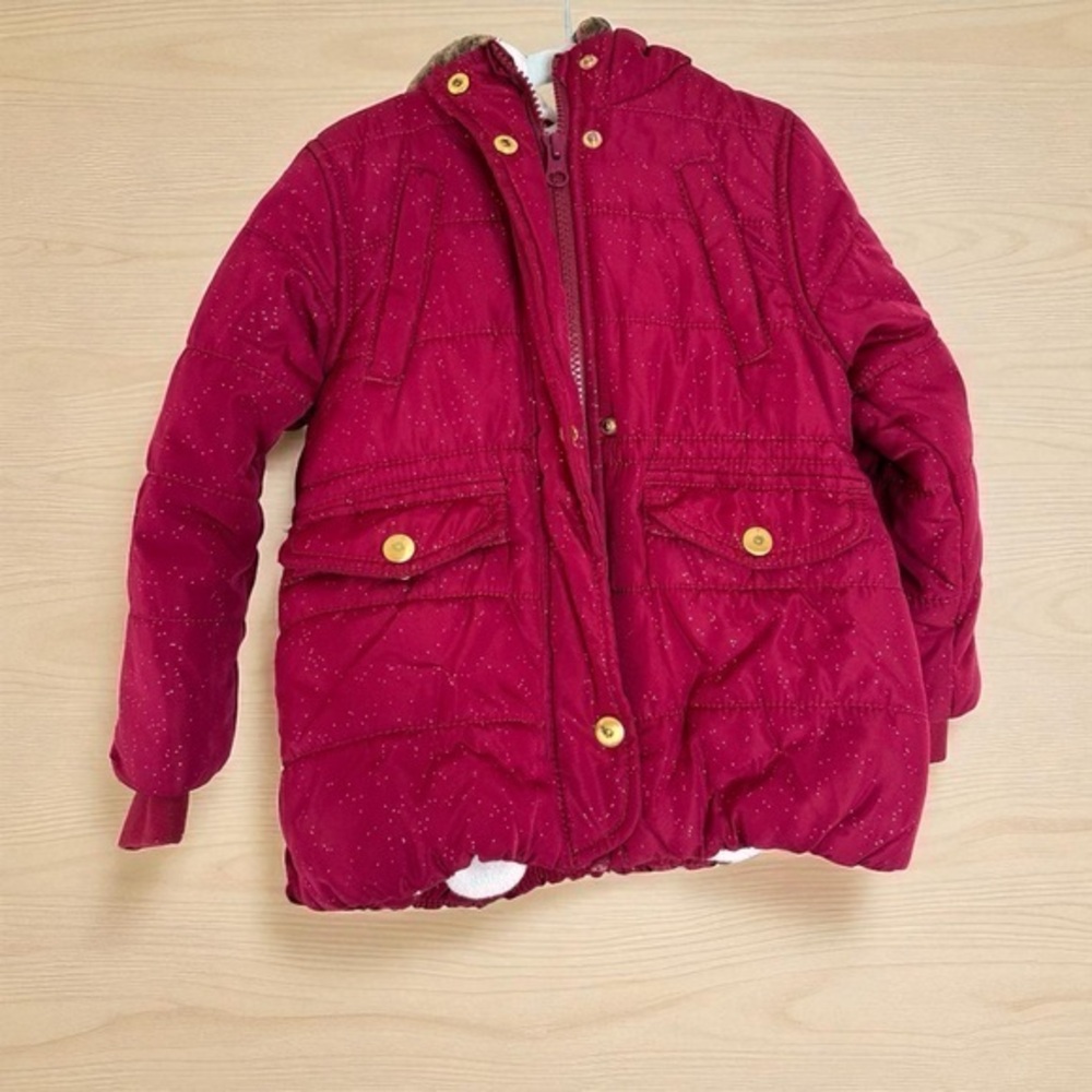 Carter's Kids Red Quilted Lined Hooded Jacket 3T Girls